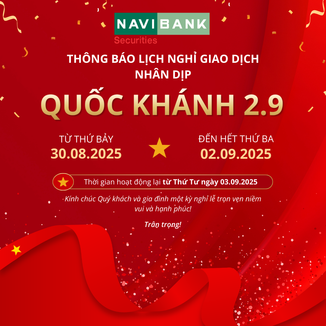 NVS – THÔNG BÁO LỊCH NGHỈ GIAO DỊCH NHÂN DỊP QUỐC KHÁNH 2/9